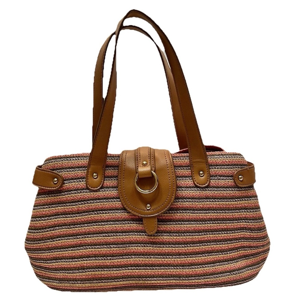 Liz Claiborne Spring Woven Slouchy Striped Handbag Purse-Boho Casual Coastal Y2K